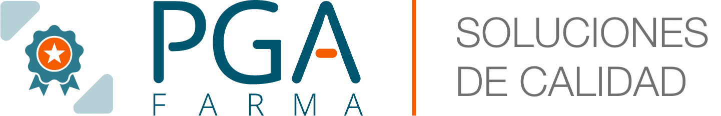 A imagem mostra o logo da PGA Farma, empresa de farmacovigilância ao lado da frase "soluções em qualidade"